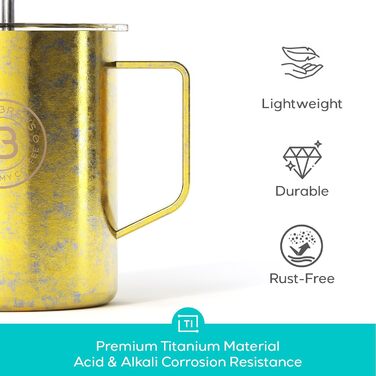 Титанова чашка CASABREWS Gold з кришкою, золота