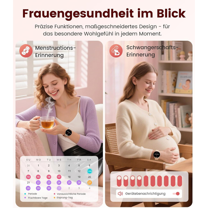 Жіночий смарт-годинник 2026 року з дзвінками - 7,99 мм ультратонкий елегантний фітнес-годинник з 1,43-дюймовим HD-дисплеєм, що постійно ввімкнено, водонепроникний IP68, понад 100 спортивних режимів, жіноче здоров&39я для iOS та Android, рожеве золото FV21