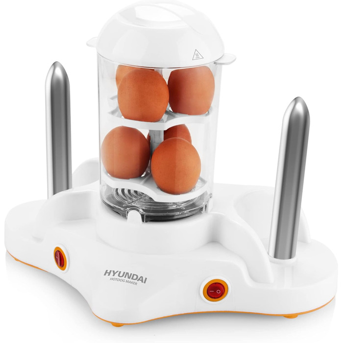 Виробник хот-догів HYUNDAI HDM 120 i 1-12 сосиски i 1-6 яєць i кукурудза в качанах сумісна i 2 стійки для підігріву булочок i маленький помічник для віденських, яєць і кукурудзи