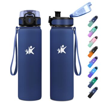 Термос 1 л, герметичний термос, ізольована пляшка без бісфенолу А, пляшка з нержавіючої сталі для спорту, школи, фітнесу, активного відпочинку, кемпінгу, 1000 мл, темно-синій