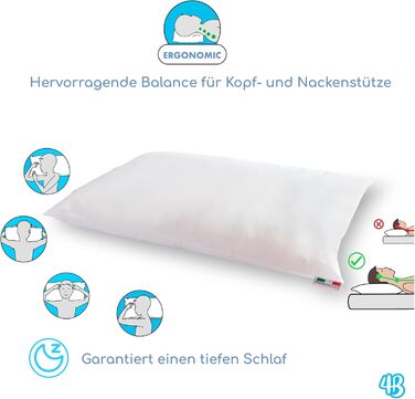 Дитяча подушка 40х60, дитяча подушка від 1 року Дихаюча, антиалергенна з підкладкою 100 італійська бавовна, гіпоалергенна, захищен