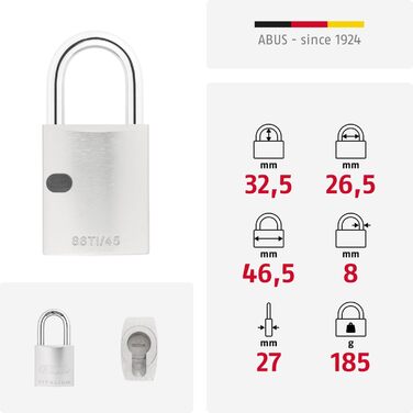 Замок навісний ABUS Titalium 86TI/45 без циліндра 27778