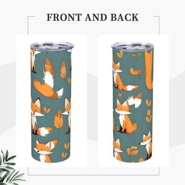 Кухоль з прямою трубочкою, 590 мл, жовта лисиця, принт, дорожній кухоль, підходить для кемпінгу, офісу та дому