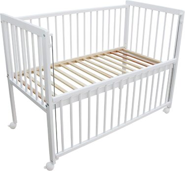 Дитяче ліжко/Біле ліжко/Ліжко для малюків 2-в-1 Micoland 120x60 см з матрацом білого кольору