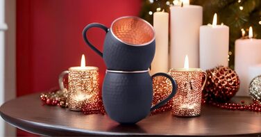 Набір кухлів STAGLIFE з чорної міді - кухлі Moscow Mule з чистої міді, комплект з 2 для чоловіків - мідний кухоль для Moscow Mule, 2 шт. (1 упаковка) з димчастим покриттям