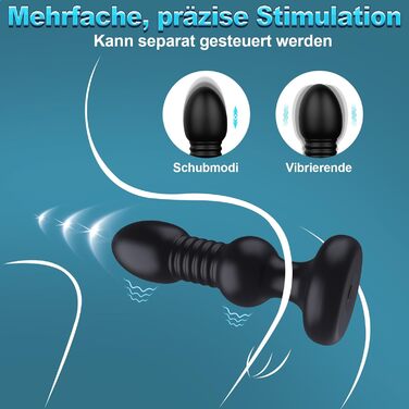 Анальний вібратор YICOCO для чоловіків, 5 режимів вібрації та 5 режимів поштовху, з пультом