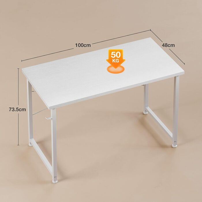 Маленький письмовий стіл, 10048 см Комп&39ютерний стіл Офісний стіл з тримачем для навушників, Маленький білий стіл для домашнього офісу, Дерев&39яний ПК-стіл, Офісний стіл для дому, Білий 10048 см
