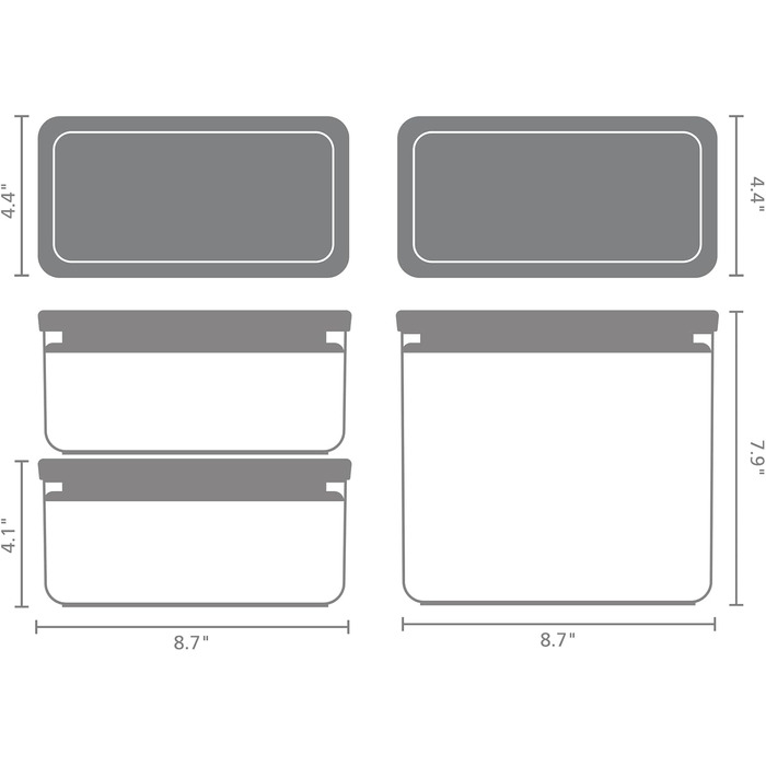 Штабелювані контейнери, набір з 2 шт. 1,5 л та 3,5 л Герметичні контейнери для зберігання із силіконовою кришкою для кухні Для сухих та вологих продуктів, цукру, борошна Світло-сірий