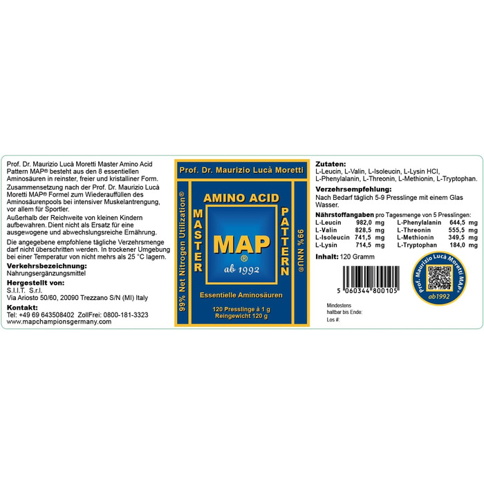 Амінокислотний комплекс Professor Moretti MAP, 120 таблеток