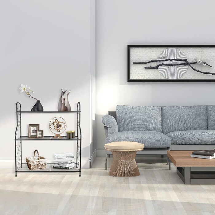 Металева підставка для рослин Bomblap, 3-рівнева підставка для рослин, тримач для квіткових горщиків для зовнішнього використання, балкону, саду, багатофункціональна підставка для квітів великої місткості, чорна