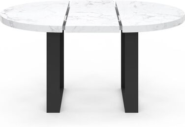 Розкладний круглий обідній стіл Phoenix, 4-6 осіб, стільниця під мармур білий Аляска, 110-150 см
