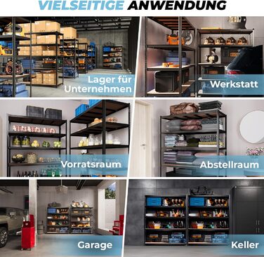 Високоякісний надміцний стелаж ALL Premium, комплект з 2 шт. , 180x150x40 см, чорний, вантажопідйомність 1250 кг, міцний стелаж, глибина 40 см, підходить як металева полиця для зберігання, полиця для майстерні та металевий стелаж, чорний, універсальні сте