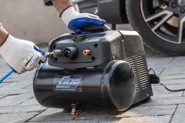 Переносний повітряний компресор FIAC CUBY, безмасляний, максимальний тиск 8 бар, 1,5 к.с., 6-літровий бак, рівень шуму 97 дБ