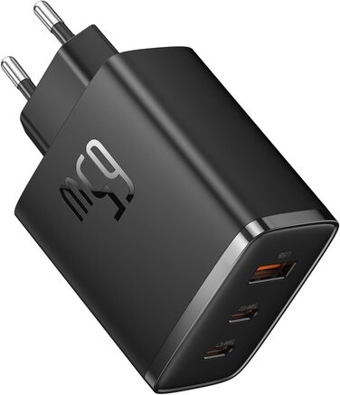 Зарядний пристрій Baseus USB C, 65 Вт адаптер живлення USB C, 3-портовий зарядний пристрій PD з PPS, швидкий зарядний пристрій GaN