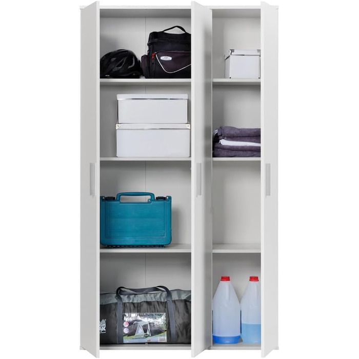 Багатофункціональна шафа з ламінованої деревини з 3 дверцятами на петлях та 6 полицями. Розміри LAP приблизно 95,6 x 167 x 33,4 см