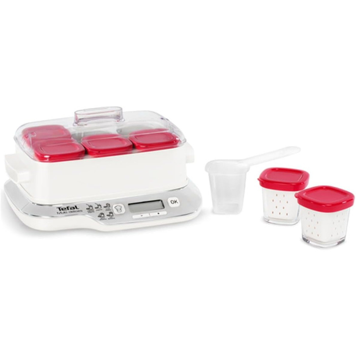 Йогуртниця Tefal YG660132 Multidelices Express, сталь, червоний, білий