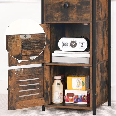 Сервант HOOBRO з шухлядою, комод у вінтажному стилі, регульована полиця, невелика телефонна шафка, для вітальні, спальні, (30 x 34 x 75 см) темно-коричневий та чорний EBF15CW01G1