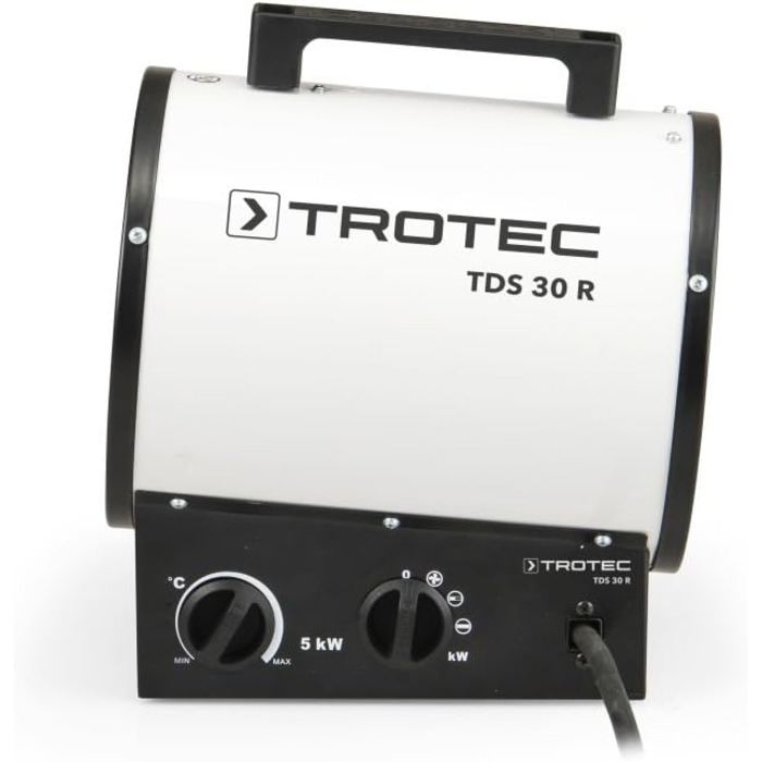 Будівельний обігрівач TROTEC TDS 30 R Теплова потужність 2,5 кВт / 5 кВт Електричний обігрівач, об&39єм повітря 580 м/год Тепловентиляторний обігрівач для великих приміщень