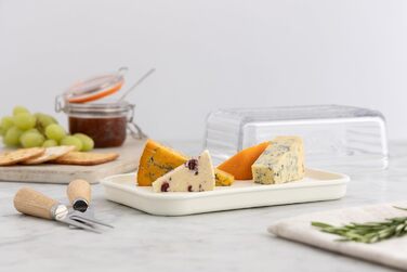 Банка для сиру Kilner з кришкою та керамічним дном, 8,5 x 23,4 x 15,3 см, скляний купол зі знімною силіконовою прокладкою для зберігання сиру, що не пропускає запах, скляний купол для сиру, який можна мити в посудомийній машині, магазин сирів