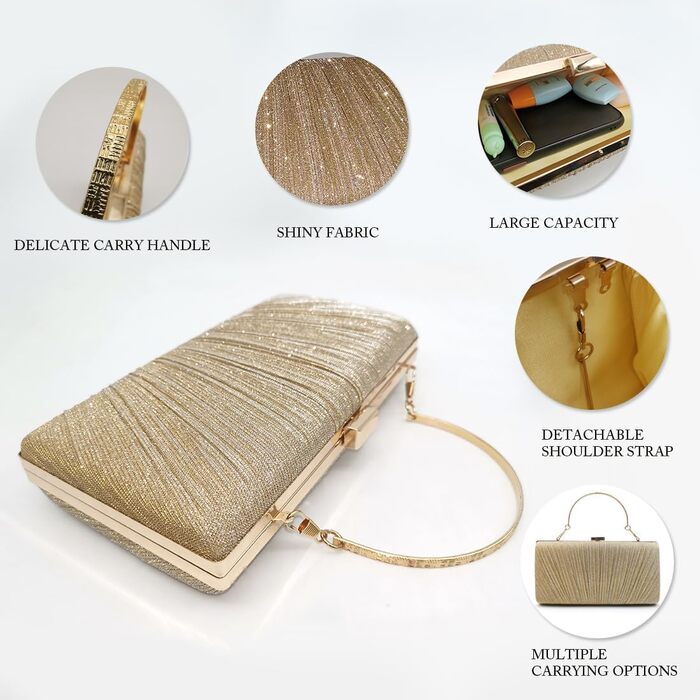 Жіноча блискуча сумка-клатч Pahajim, елегантна маленька сумочка, сумка для весілля, вечірки, побачення (срібна), 2 шт.