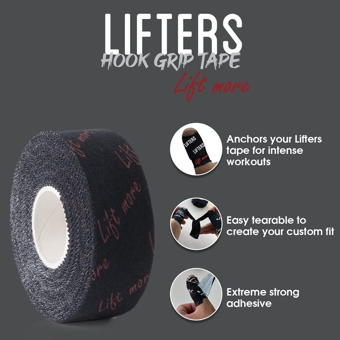 Стрічка Lifters Premium Hookgrip для важкої атлетики - Підйомна спортивна стрічка нековзна, гнучка стрічка для великого пальця, проста у використанні - ідеально підходить для кроссфіту, пауерліфтингу та фітнес-тренувань (підйом стрічки з гачком більше)