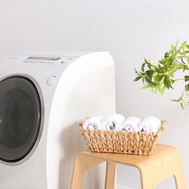 Прямокутний кошик ручної роботи з водяним гіацинтом та дерев&39яними ручками Великий натуральний кошик для зберігання та декору з прямими ручками