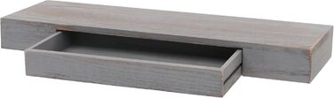 Настінна полиця Mendler HWC-H37, плаваюча полиця настінна полиця підвісна полиця, шухляда з масиву дерева 8x80x25см - сіра, пошарп
