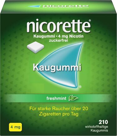 Жувальна гумка NICORETTE 4 мг freshmint Нікотинова жувальна гумка для відмови від куріння зі смаком м'яти з нікотином 4 мг Кинь палити 210 шт.