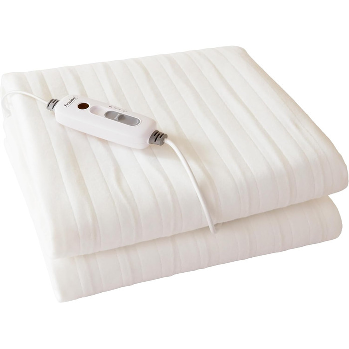 Електрична ковдра Sonive з автоматичним вимкненням, 150x80 см, ковдра з підігрівом та 3 режимами нагріву, можна прати в пральній машині, швидко нагрівається, біла