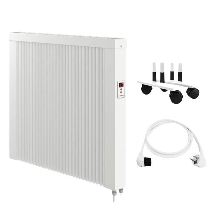 Мобільний поверхневий накопичувальний обігрівач Area Direct потужністю 1300 Вт - простий термостат - з колесами та кутовою вилкою - керування за допомогою застосунку без додаткового обладнання