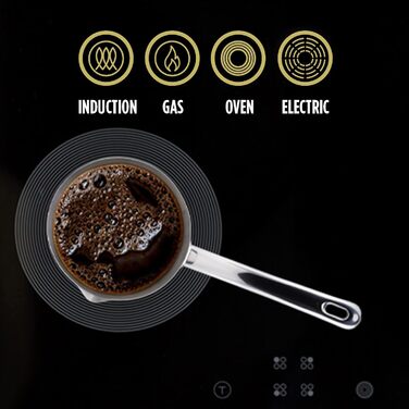 Індукційний горщик Moka з нержавіючої сталі ROSMARINO, 700 мл, сучасний турецький кавник Cezve з 3-шаровою сталевою основою, підхо