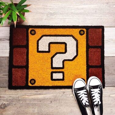 Килимок для дверей Super Mario (дизайн блоків Mystery Block / Question Mark Block) з кокосового волокна 40x60 см - офіційно ліцензований продукт 40 x 60 см (прямокутний) різнокольоровий