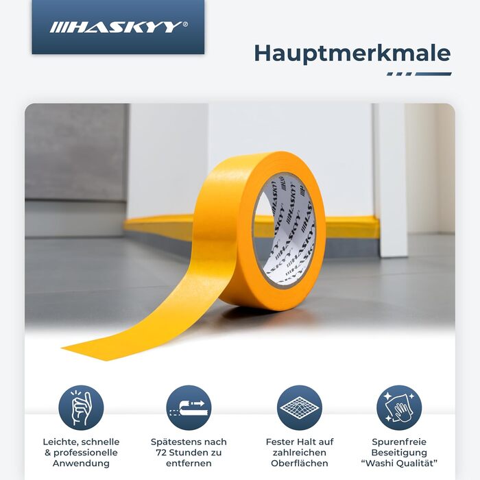 Малярська стрічка HASKYY Goldband 10 шт. малярська стрічка 38 мм x 50 м професійна малярська стрічка малярська стрічка клейка стрічка васі-стрічка золота паперова стрічка самоклейка