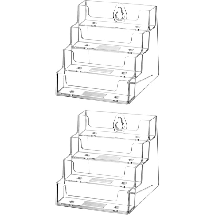 Акриловий тримач для візиток QWORK з 2 упаковками з 4 відділеннями, великою місткістю та прозорою підставкою для візиток для офісу, роздрібної торгівлі та зберігання на столі