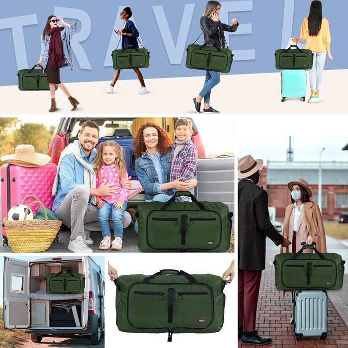 Чоловіча дорожня сумка Fmeida Sportasche, жіночі дорожні сумки, велика ручна поклажа, спортивна сумка, сумка для сауни XXL, лікарняна сумка, легка 65 л, зелена