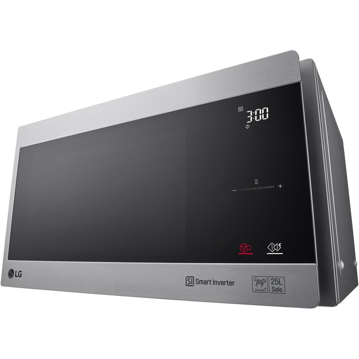 Мікрохвильова піч LG MS2595CIS з технологією Smart Inverter, ємність 25 літрів, 1000 Вт, автоматичні програми, регульовані рівні потужності та функція EasyClean, мікрохвильова піч Silver Solo з нержавіючої сталі Silver 2