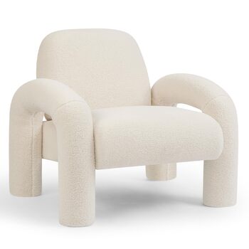 Крісло Lia, крісло для відпочинку, одномісний диван у букле - одномісне крісло, м&39яке крісло, диван до 120 кг - елегантне крісло, диван-гойдалка, крісло-реклайнер для вітальні, спальні в білому кольорі
