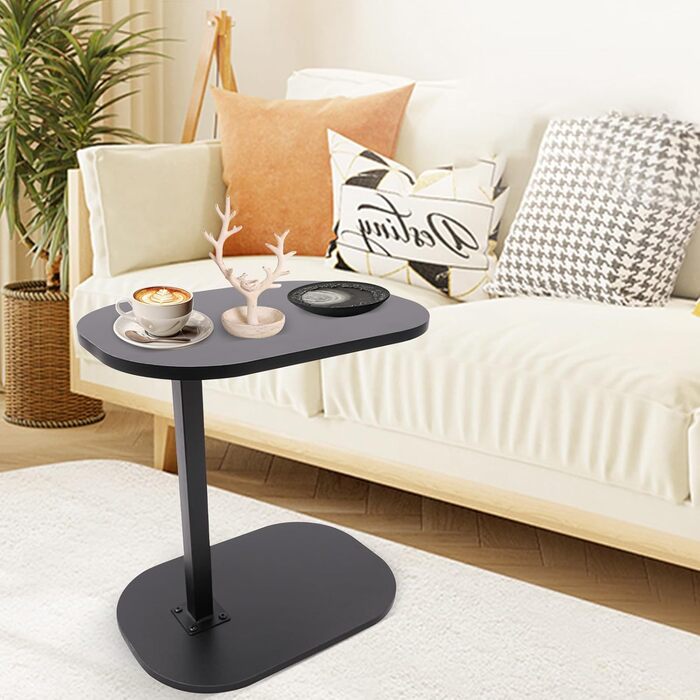 С-подібний журнальний столик, регульована висота 4580 см, поворотна та нахильна стільниця, столик для дивана, тумбочка біля ліжка, столик для колін з колесами, сучасний маленький журнальний столик, компактний та стійкий (чорний)