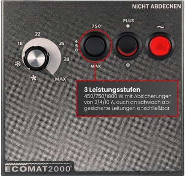 Мобільний тепловентилятор 230В 450Вт / 750Вт / 1800Вт терморегулятор автоматичне вимкнення антрацит, 2000 Classic Plus