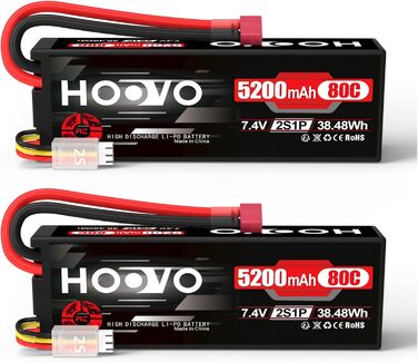 Акумулятор 2S LiPo Акумулятор 7,4V 5200mAh 80C Твердий корпус з Deans Plug Запасна батарея для RC Автомобіль Вантажівка Heli Літак Рок Гусеничний Літак Літак Вертоліт RC Автомобіль Вантажівка Човен (2 Packs)