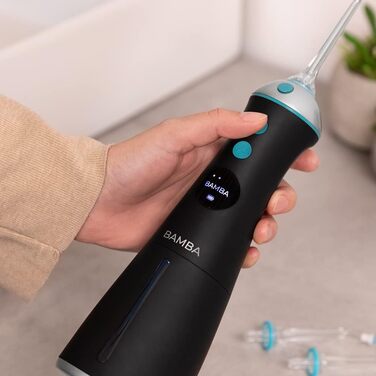 Портативний іригатор для ротової порожнини Bamba ToothCare 1100 Jet Liberty. 6 режимів та 6 насадок, LED-дисплей, об'єм 280 мл, 8 налаштувань тиску, IPX7, USB-зарядка та дорожній чохол.