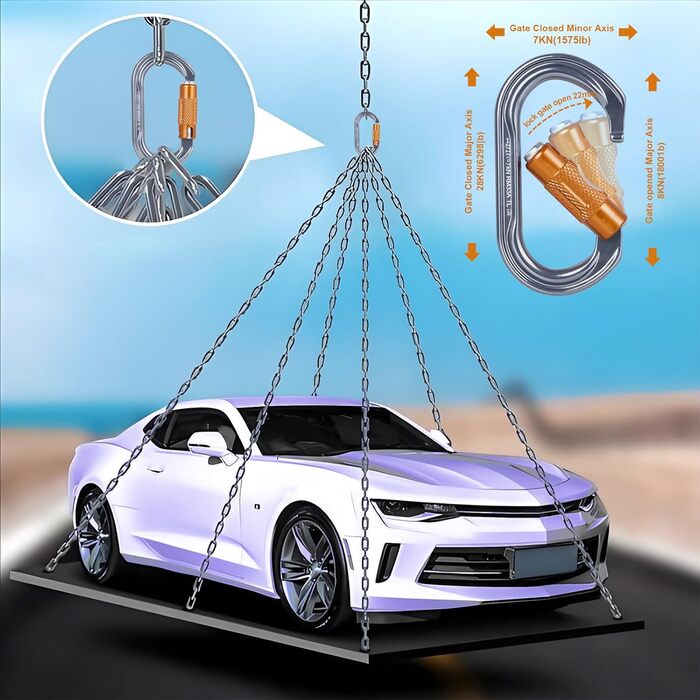 Карабіни для скелелазіння, карабіни з алюмінієвого сплаву для гамаків, гойдалок, кемпінгу, риболовлі, туристичного спорядження, 27KN - 4 шт. у упаковці