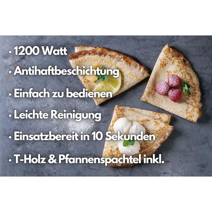 Млинниця 1200 Вт Крута на дотик ручка Антипригарне покриття Діаметр 30 см Крепері Млинар Галети Машина для млинців Сковорода для млинців.