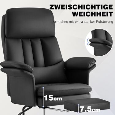 Офісне крісло Hellove з підставкою для ніг, стілець для роботи на колесах, ергономічне крісло для керівника з двошаровими підлокітниками, висока спинка, регульоване по висоті поворотне крісло для ПК, ігрове крісло для офісу/домашнього офісу, чорний колір