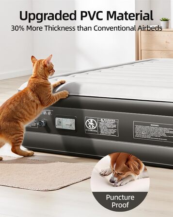 Надувний матрац CHILLSUN для 2 осіб, 203x152x46 см, з електричним насосом, надзвичайно товста водонепроникна флокована поверхня, легко зберігається для кемпінгу та гостьового ліжка