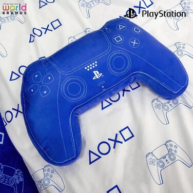 Світ персонажів Офіційно ліцензована подушка у формі контролера PlayStation, дизайн телефону, наповнена плюшем Ідеально підходить для спальні або ігрового декору, синій колір