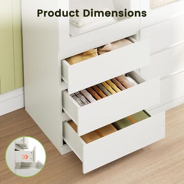 Однодверна шафа Dripex, маленька шафа з однією рейкою для одягу та 3 шухлядами, мінімалістична гардеробна 50 x 48 x 180 см Біла, для однокімнатних шаф 50 x 48 x 180 см - одні двері