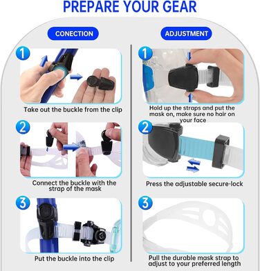 Маска для дайвінгу для дорослих, комплект для дорослої трубки з трубкою та маскою для дайвінгу, панорамна трубка із загартованого скла HD 180 із захистом від запотівання та протікання преміум-класу з сухим покриттям