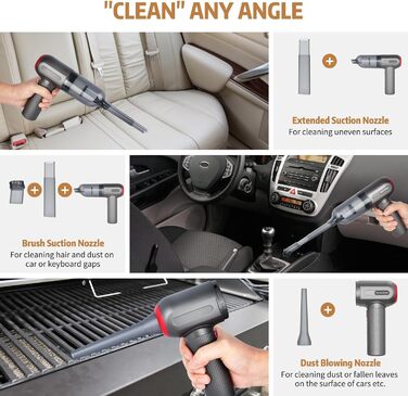 Ручний пилосос, 9000 PA Ручний пилосос акумуляторний, міні/портативний/перезаряджається USB пилосос, для шерсті домашніх тварин, а