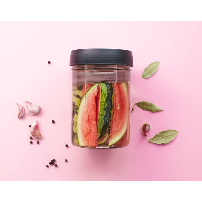 Банка для бродіння GEFU NATIVO 1 літр, включаючи вагу, банка для бродіння з вагою та кришкою, прозора, для маринування, бродіння 1 літр (без товкача та щипців)